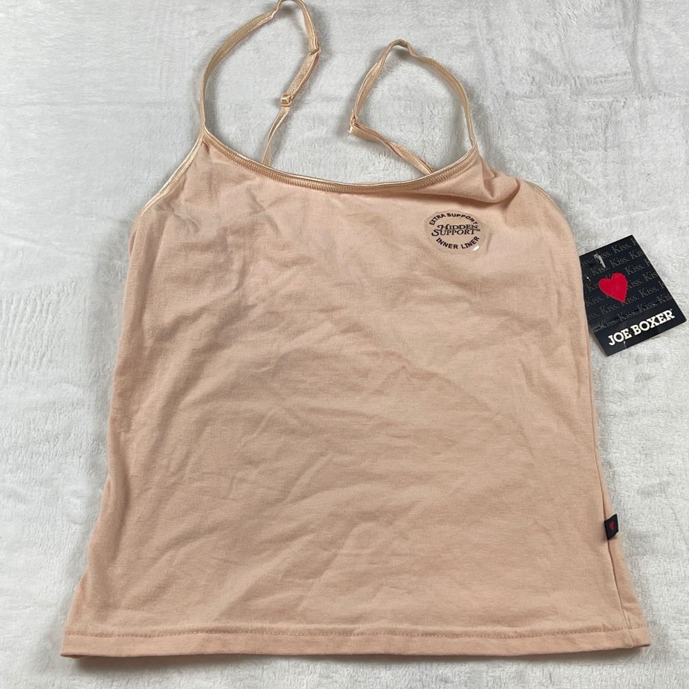 Joe Boxer Womens Small Peach Cami Built-in Shelf Bra Adjustable Straps NWT 2002